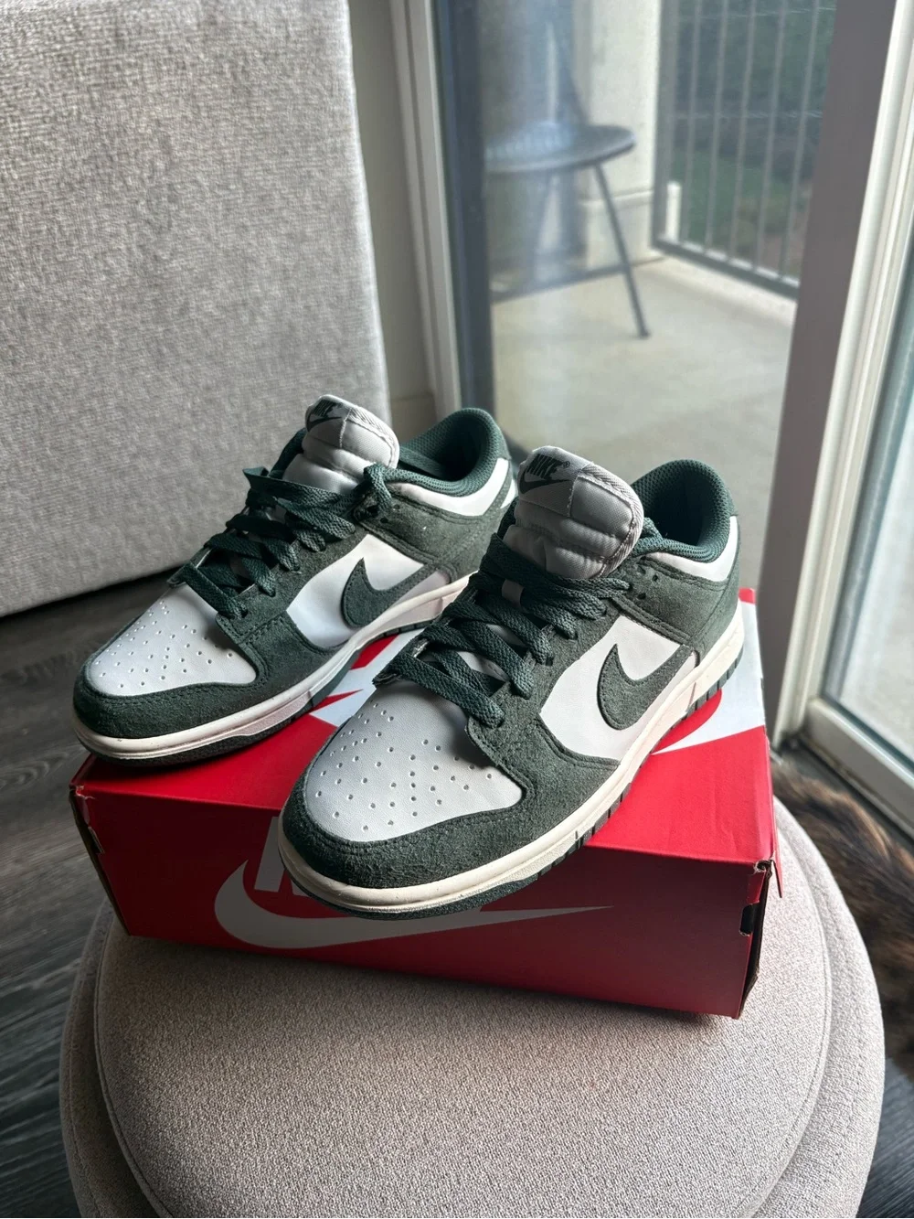 Nike Dunk Low in Forest Green and White